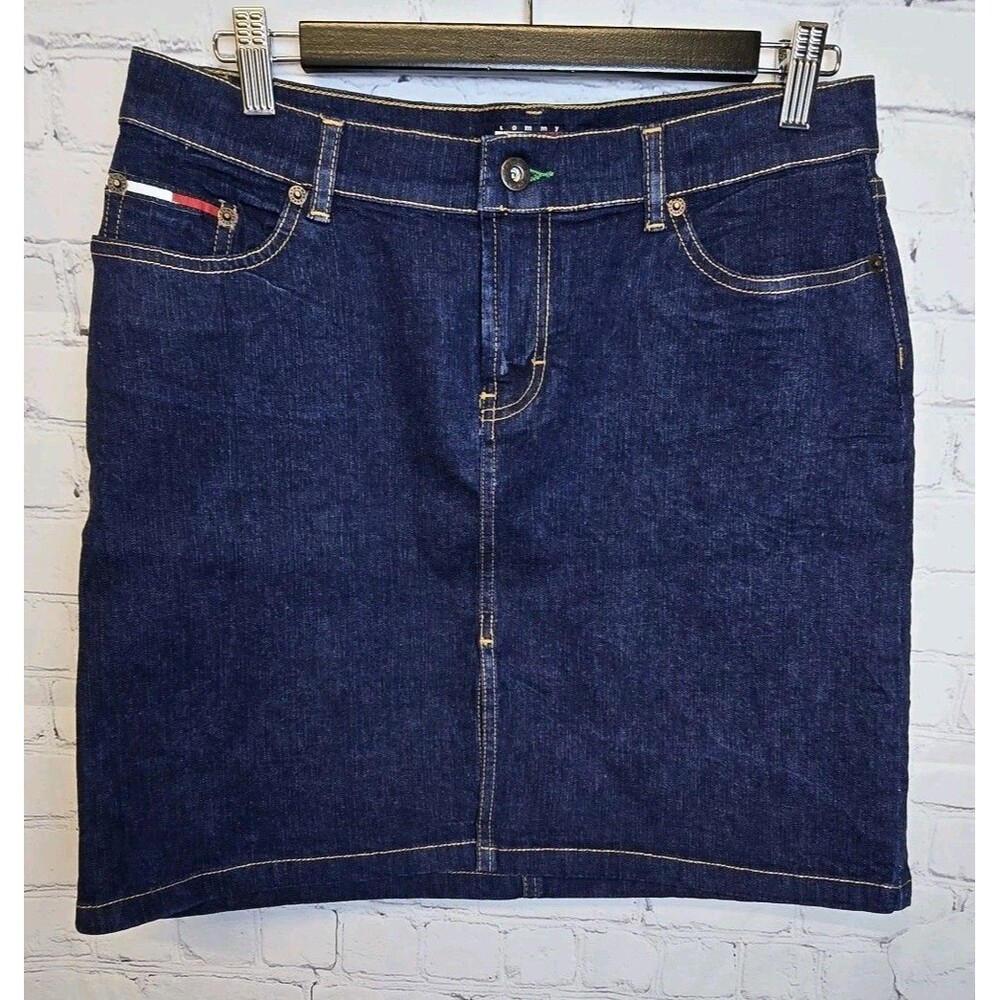 Vintage Y2K Tommy Hilfiger Jeans Denim Mini Short Skirt Junior Sz 7 Old Money